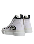 Bild in Galerie-Betrachter laden, Dolce & Gabbana White Black Canvas Logo Mid Top Sneakers Shoes
