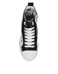 Bild in Galerie-Betrachter laden, Dolce & Gabbana White Black Canvas Logo Mid Top Sneakers Shoes
