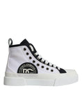 Bild in Galerie-Betrachter laden, Dolce & Gabbana White Black Canvas Logo Mid Top Sneakers Shoes
