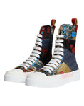 Bild in Galerie-Betrachter laden, Dolce & Gabbana Multicolor Patchwork Logo High Top Sneakers Shoes
