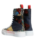 Bild in Galerie-Betrachter laden, Dolce & Gabbana Multicolor Patchwork Logo High Top Sneakers Shoes
