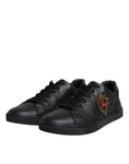 Bild in Galerie-Betrachter laden, Dolce & Gabbana Black Leather Heart Embellished Sneakers Shoes
