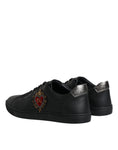 Bild in Galerie-Betrachter laden, Dolce & Gabbana Black Leather Heart Embellished Sneakers Shoes
