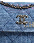 Resmi galeri görüntüleyiciye yükleyin, Chanel Denim Mood Flap Micro Logo Printed Fringed Shoulder Bag
