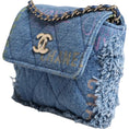 Resmi galeri görüntüleyiciye yükleyin, Chanel Denim Mood Flap Micro Logo Printed Fringed Shoulder Bag
