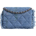 Resmi galeri görüntüleyiciye yükleyin, Chanel Denim Mood Flap Micro Logo Printed Fringed Shoulder Bag
