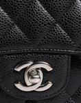 Resmi galeri görüntüleyiciye yükleyin, Chanel Black Caviar Medium Classic Double Flap Shoulder Quilted Silver Bag
