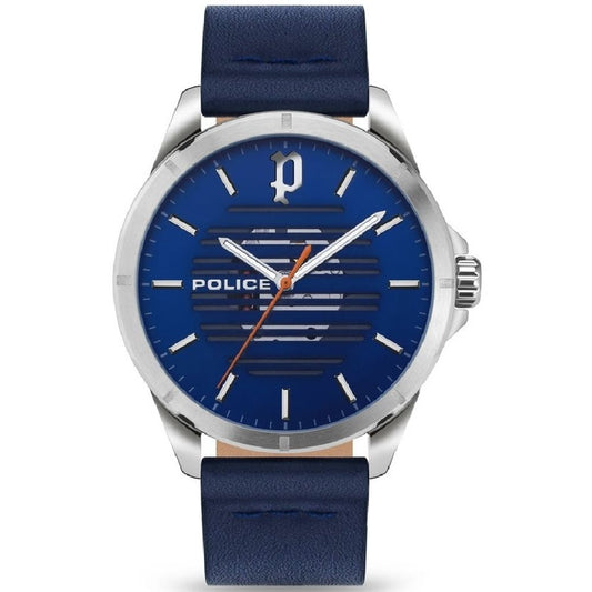 Police Blaue Lederuhr