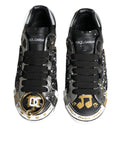 Load image into Gallery viewer, Dolce & Gabbana Black White Portofino Low Top Sneakers Shoes
