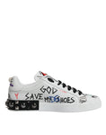 Load image into Gallery viewer, Dolce & Gabbana White Heart Studded Low Top Sneakers Shoes
