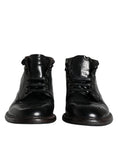 Load image into Gallery viewer, Dolce & Gabbana Black Leather Men Short Boots Lace Up Shoes
