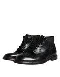 Load image into Gallery viewer, Dolce & Gabbana Black Leather Men Short Boots Lace Up Shoes
