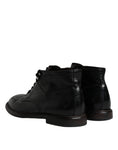 Load image into Gallery viewer, Dolce & Gabbana Black Leather Men Short Boots Lace Up Shoes
