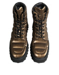 Load image into Gallery viewer, Dolce & Gabbana Bronze Padded Mid Calf Lace Up Boots Shoes
