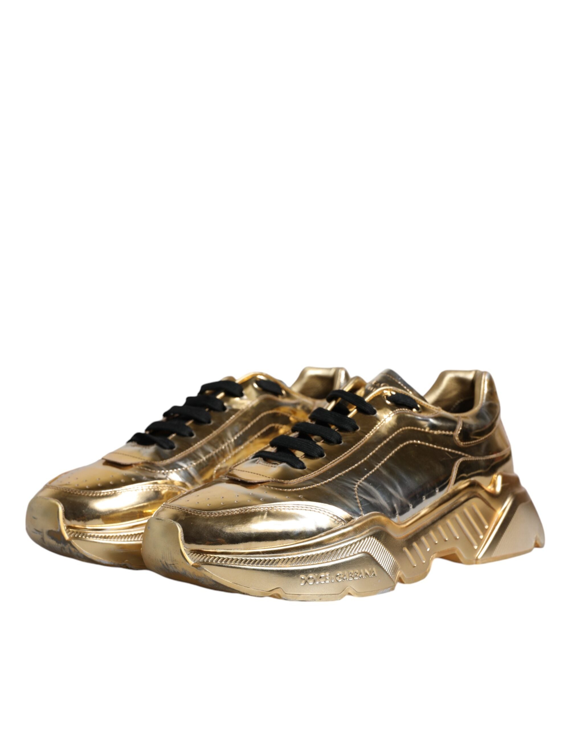 Dolce & Gabbana Gold Leather Daymaster Low Top Sneakers Shoes