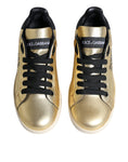 Bild in Galerie-Betrachter laden, Dolce & Gabbana Gold Portofino Calf Leather Sneakers Shoes
