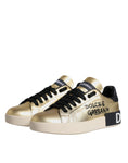 Bild in Galerie-Betrachter laden, Dolce & Gabbana Gold Portofino Calf Leather Sneakers Shoes
