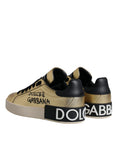 Bild in Galerie-Betrachter laden, Dolce & Gabbana Gold Portofino Calf Leather Sneakers Shoes
