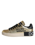 Bild in Galerie-Betrachter laden, Dolce & Gabbana Gold Portofino Calf Leather Sneakers Shoes
