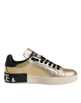 Bild in Galerie-Betrachter laden, Dolce & Gabbana Gold Portofino Calf Leather Sneakers Shoes
