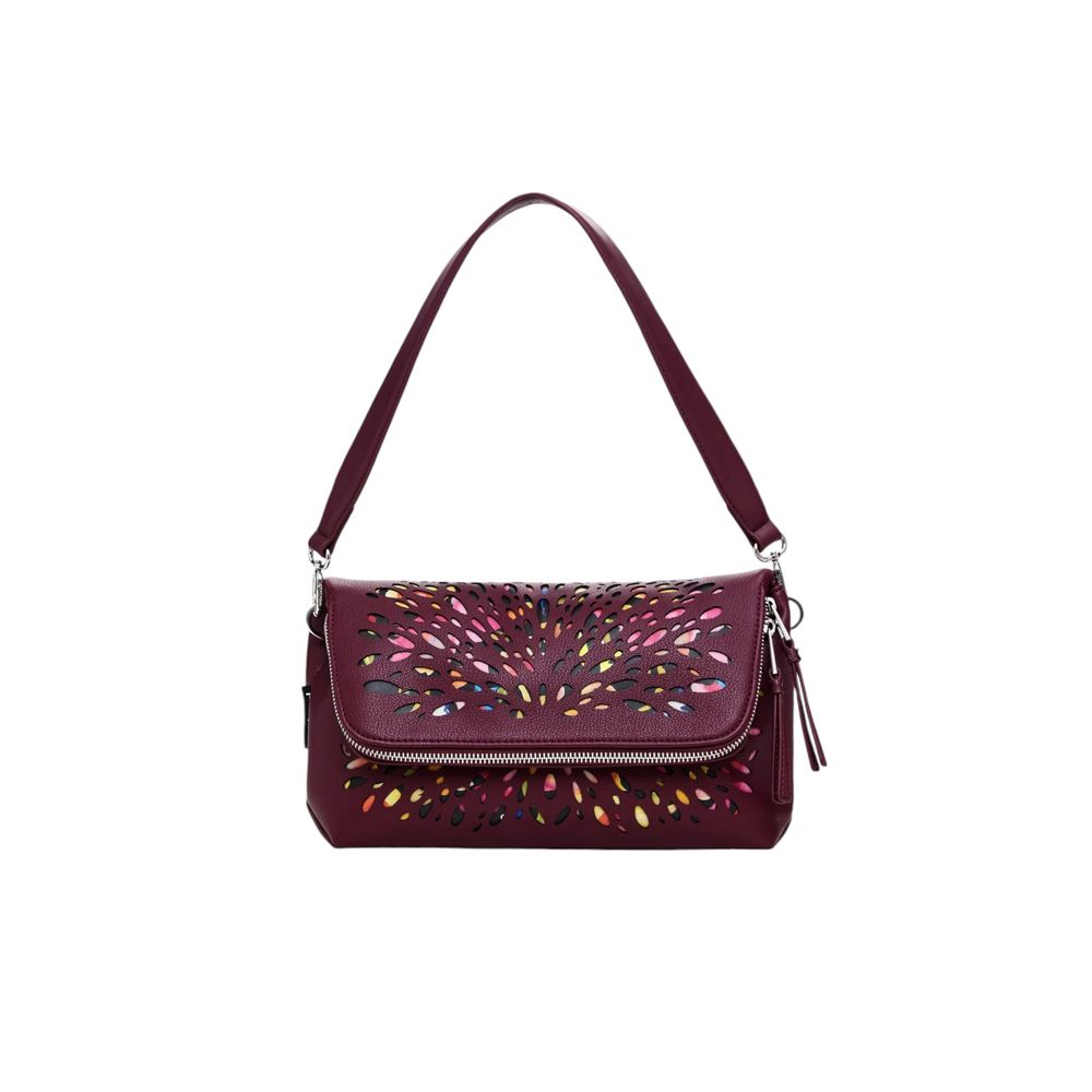 Desigual Bordeauxfarbene Polyethylen-Handtasche