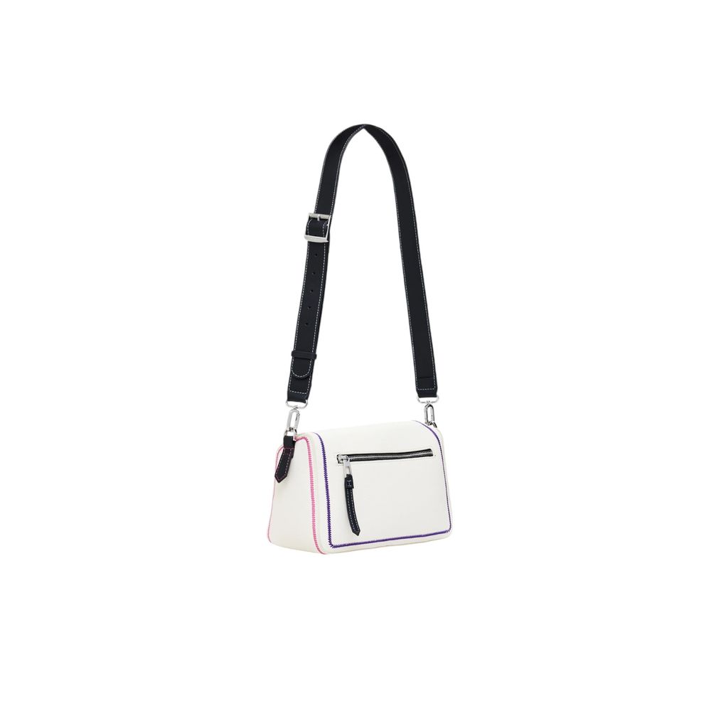 Desigual Cremefarbene Polyethylen-Handtasche