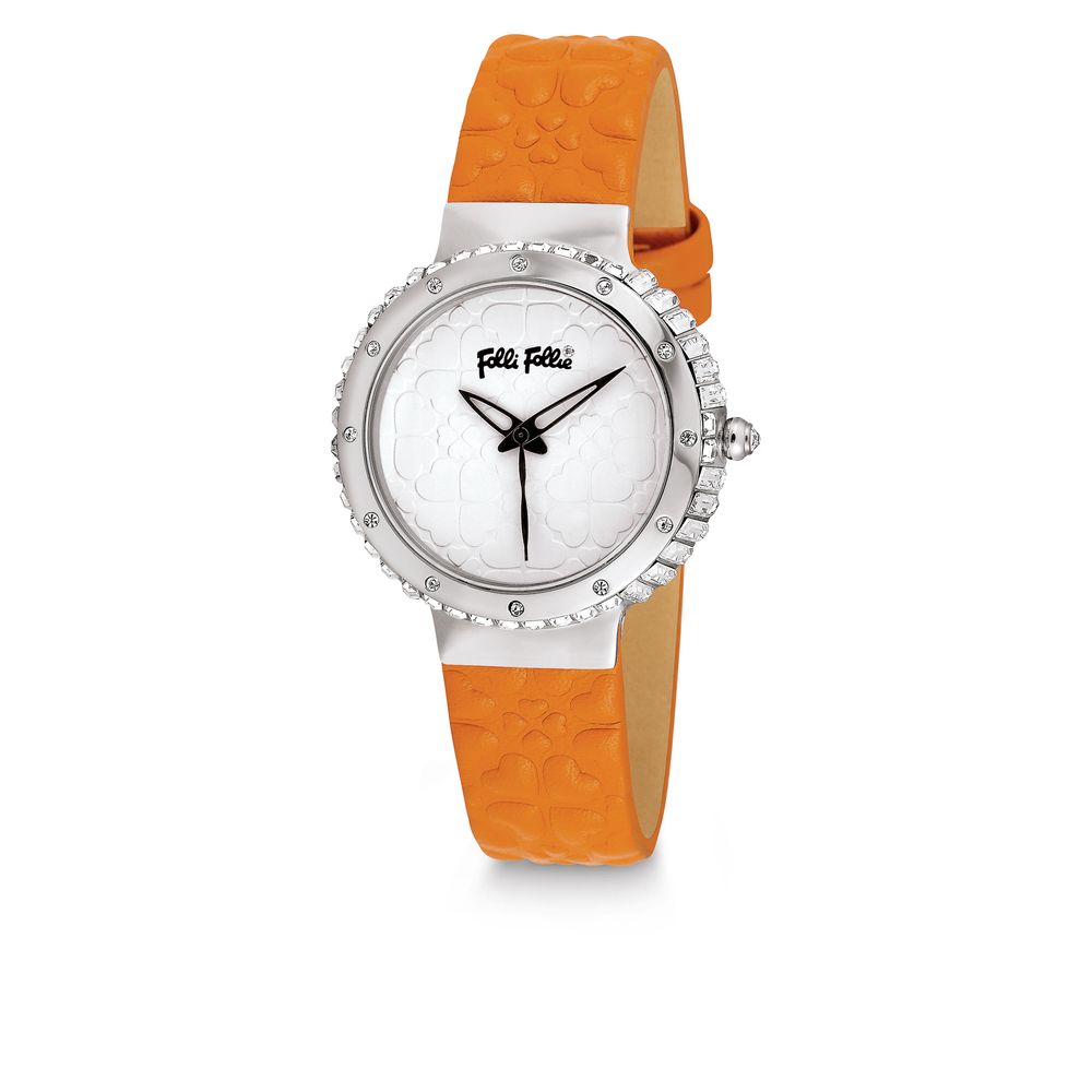 Folli Follie Orangefarbene Lederuhr