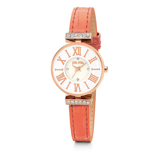 Folli Follie Orangefarbene Lederuhr