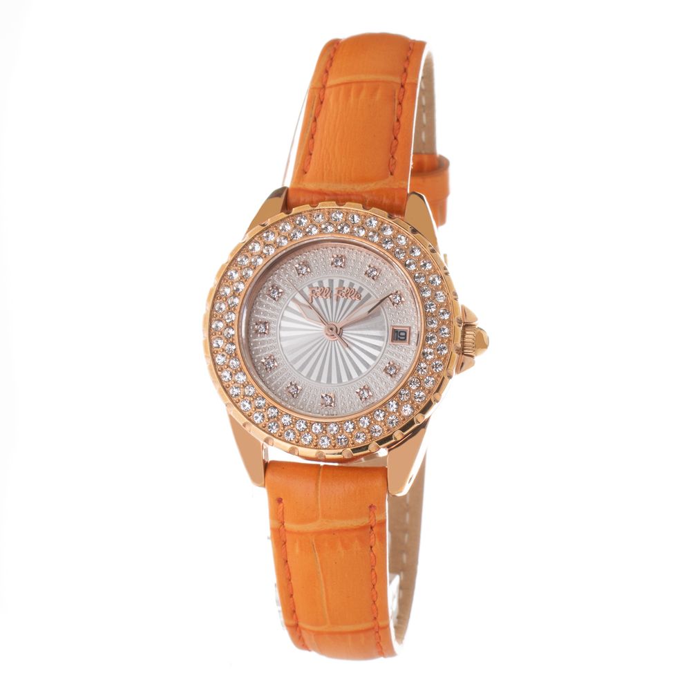 Folli Follie Orangefarbene Lederuhr