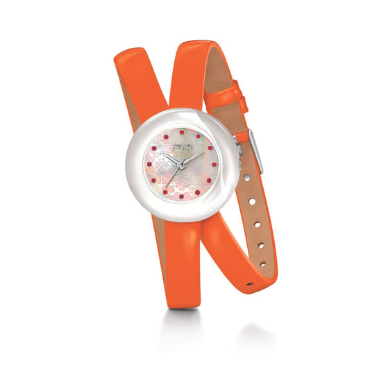 Folli Follie Orangefarbene Lederuhr