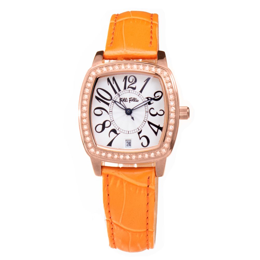 Folli Follie Orangefarbene Lederuhr