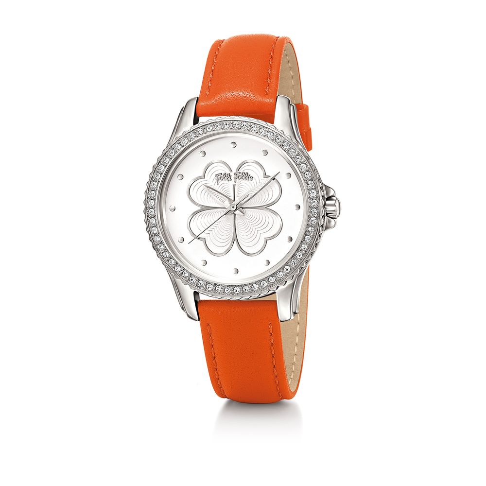 Folli Follie Orangefarbene Lederuhr