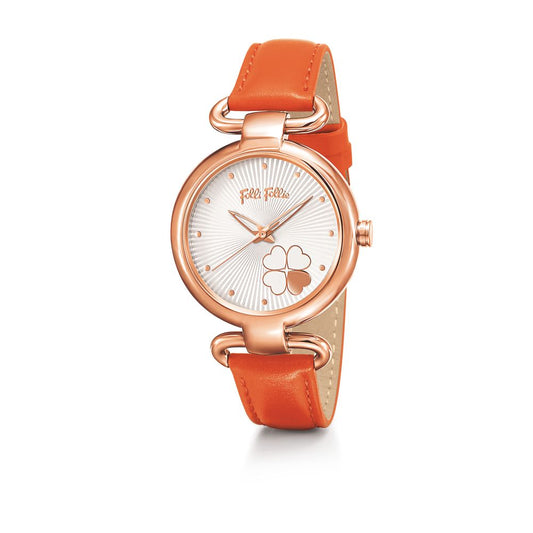 Folli Follie Orangefarbene Lederuhr