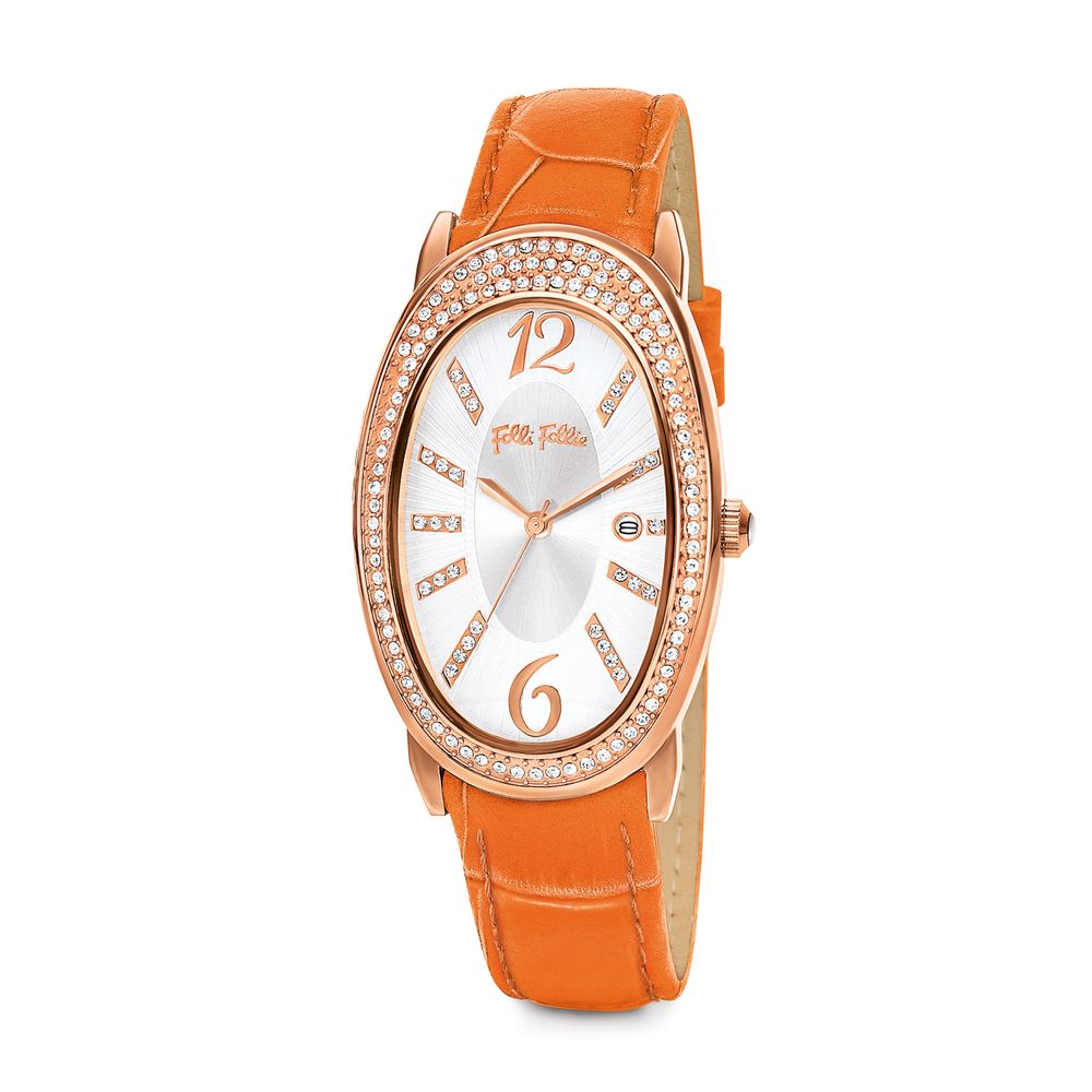 Folli Follie Orangefarbene Lederuhr