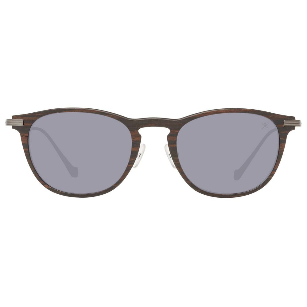 Hackett Braune Holz- und Metall-Sonnenbrille