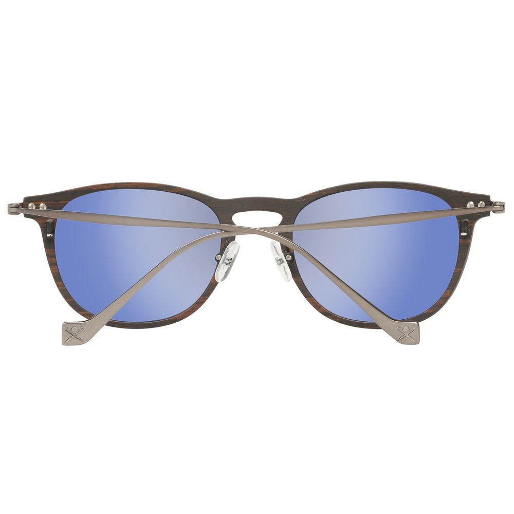 Hackett Braune Holz- und Metall-Sonnenbrille