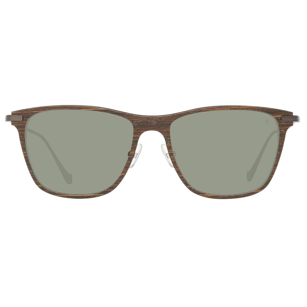 Hackett Braune Holz- und Metall-Sonnenbrille