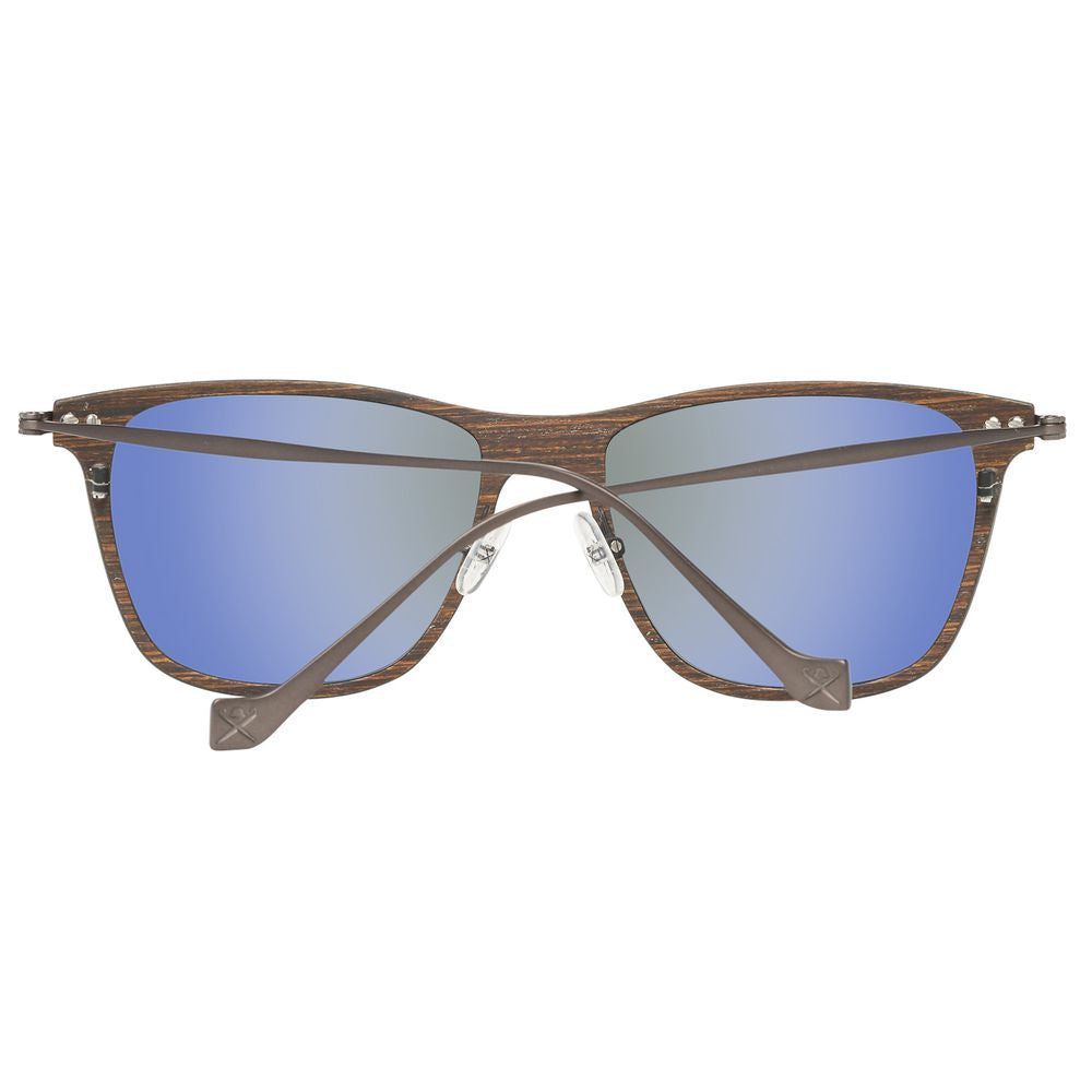 Hackett Braune Holz- und Metall-Sonnenbrille