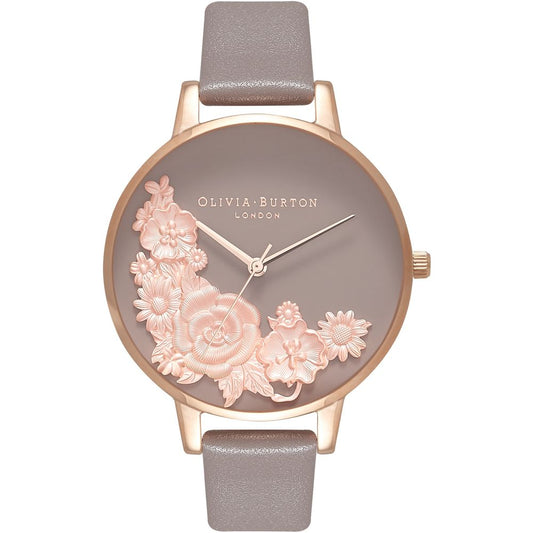 Olivia Burton Graue Lederuhr