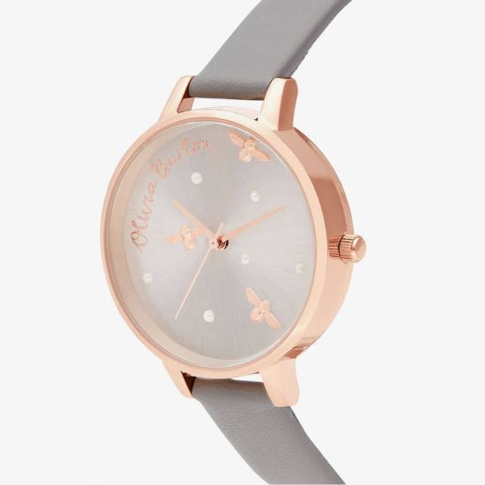 Olivia Burton Graue Kunstlederuhr