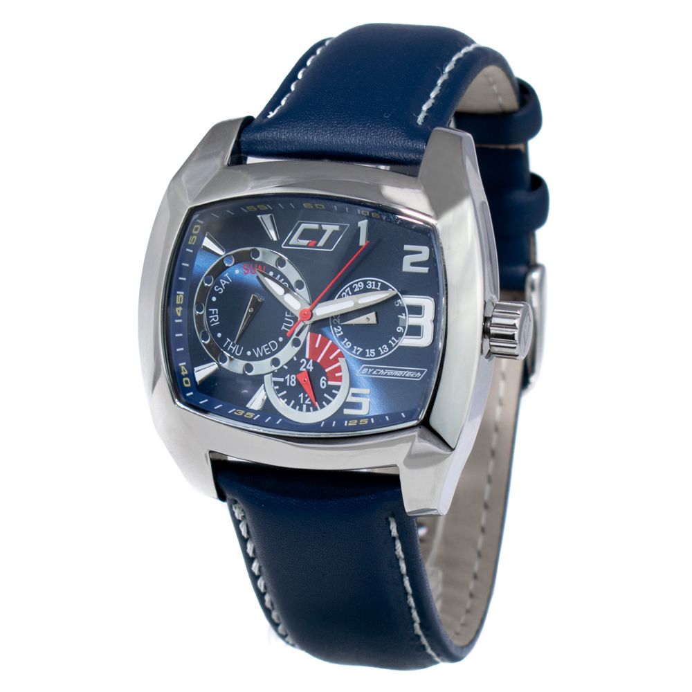 Chronotech Blaue Lederuhr