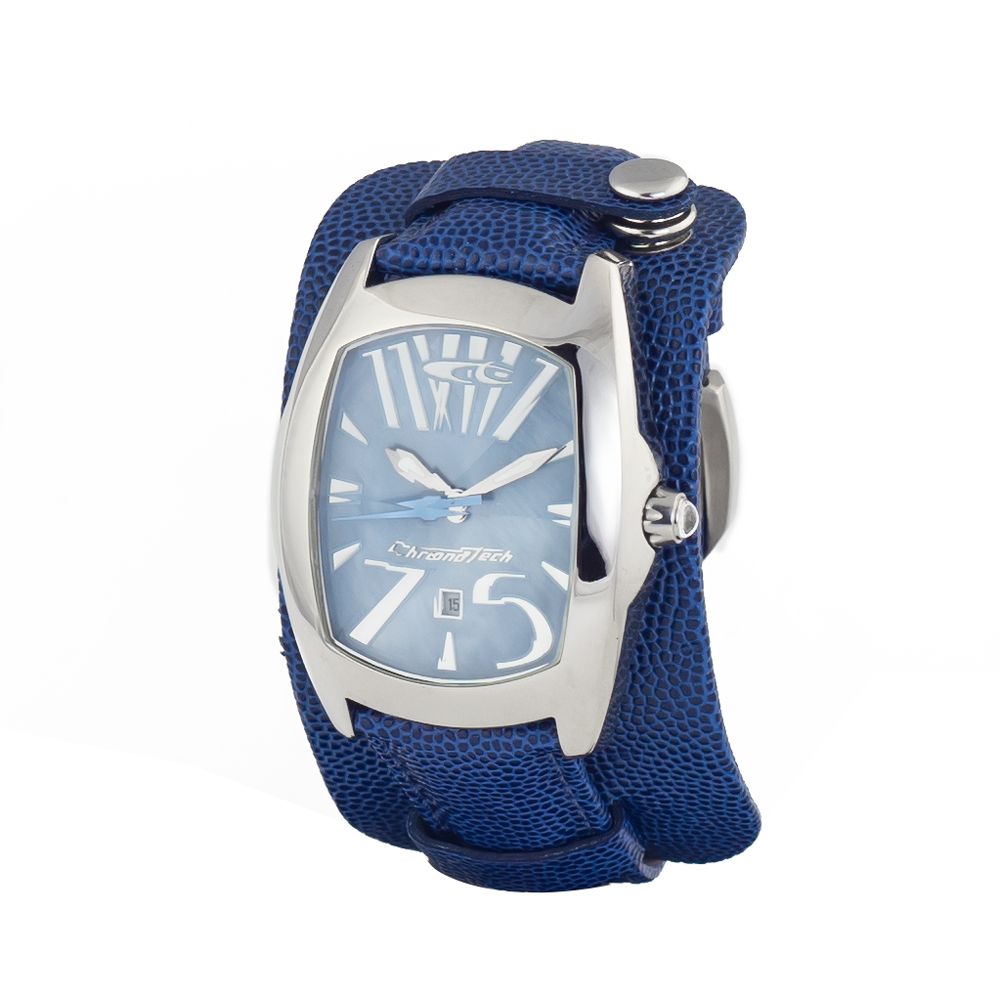 Chronotech Blaue Lederuhr