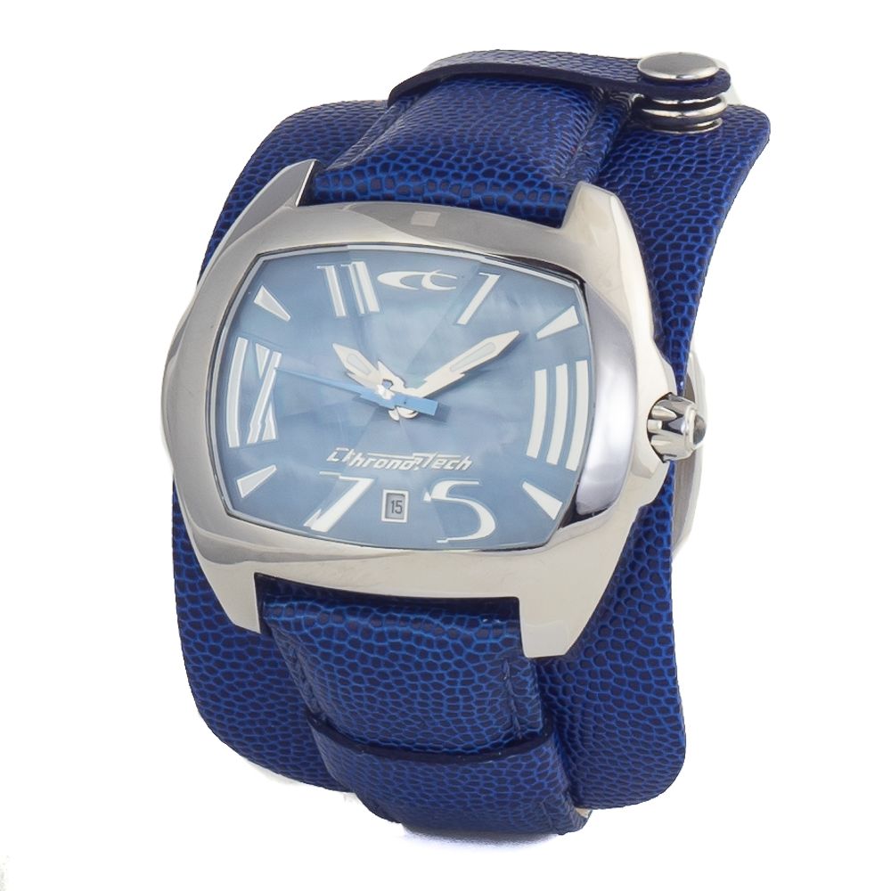 Chronotech Blaue Lederuhr