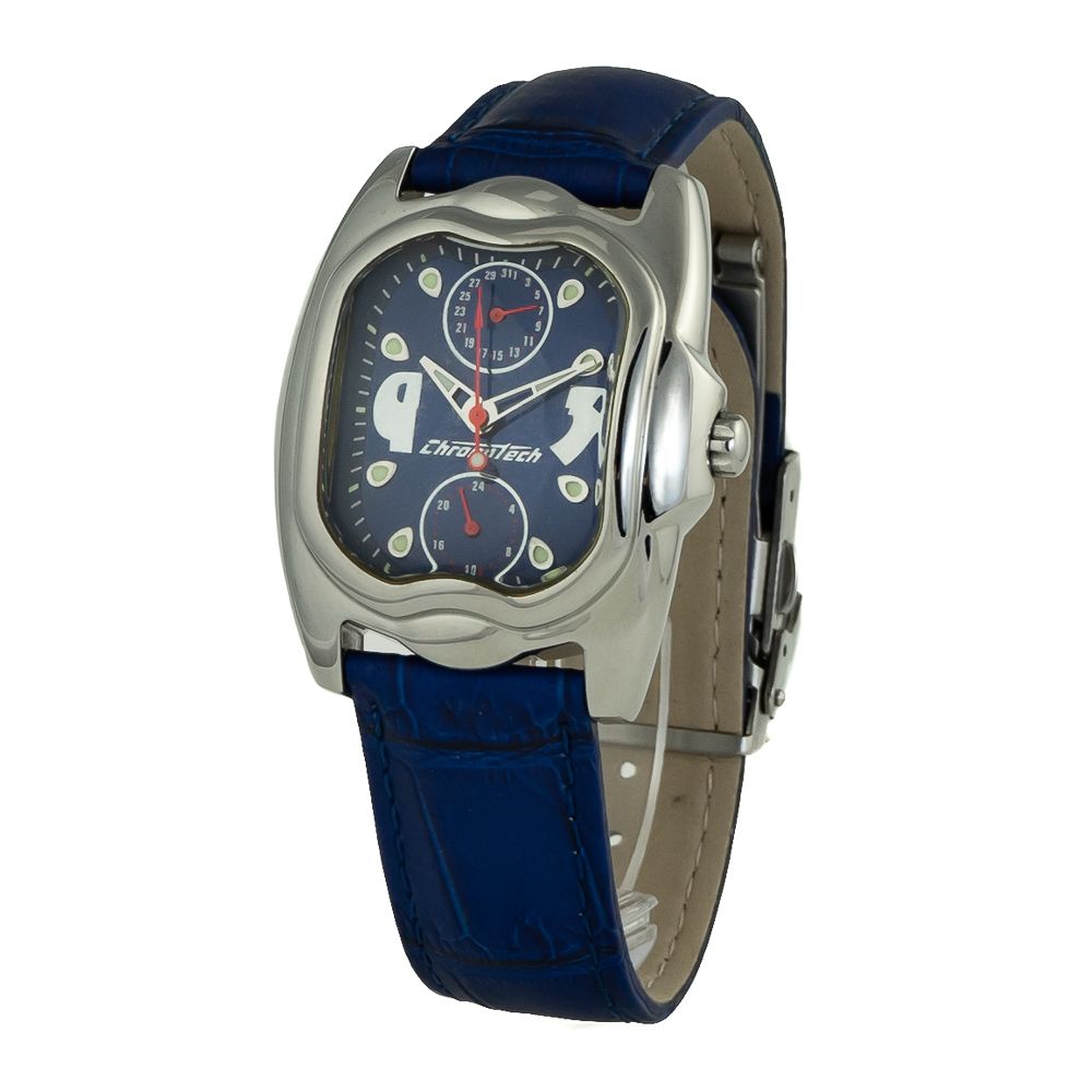 Chronotech Blaue Lederuhr