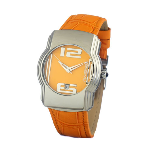 Chronotech Orangefarbene Lederuhr