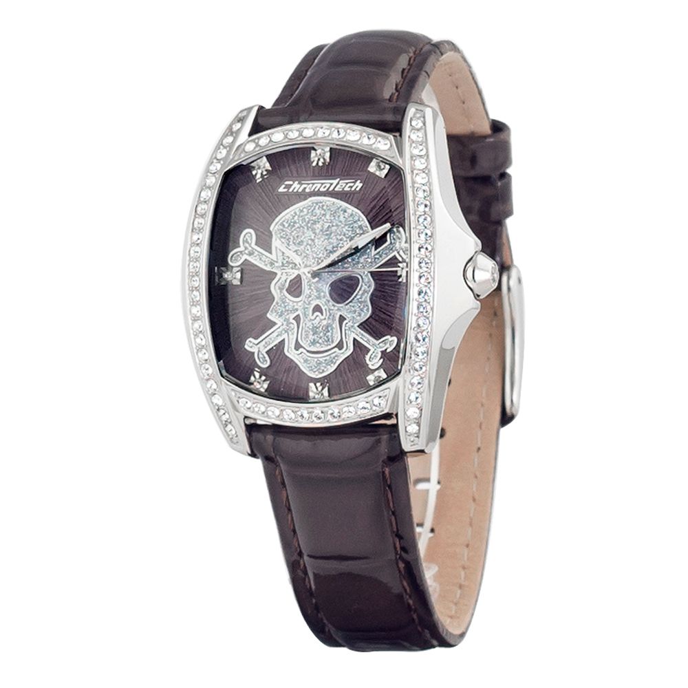 Chronotech Schwarze Lederuhr