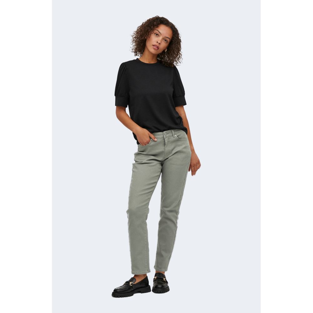 Vila Clothes Grüne Baumwolljeans & Hose