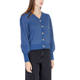 Load image into Gallery viewer, Vila Clothes Blaue Polyester-Strickjacke
