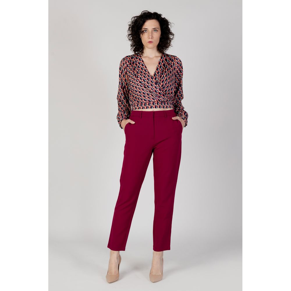 Vila Clothes Bordeauxfarbene Polyester Jeans & Hose