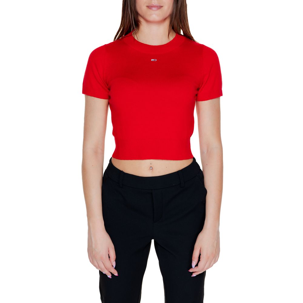 Tommy Hilfiger Jeans Rote Bio-Baumwoll-Oberteile & T-Shirt